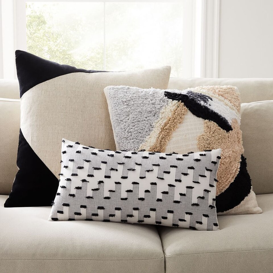 Cotton Linen & Velvet Corners Cushion Cover west elm United Kingdom